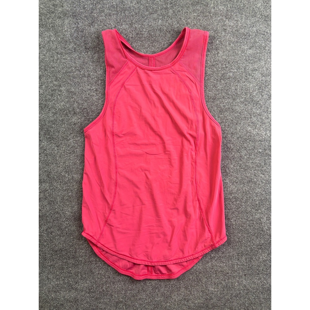 Lululemon Sculpt Tank Top Women Size 4 Pink Mesh Back Cutout Running Training